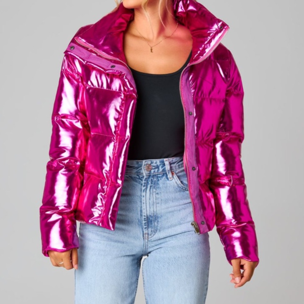 NEW NEVER WORN BuddyLove Puffy Pink Metallic Ski Jacket